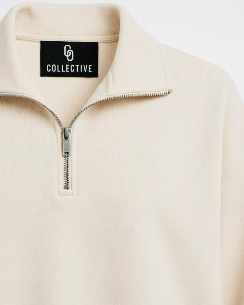 BUTTER CREAM CROPPED QUARTER ZIP