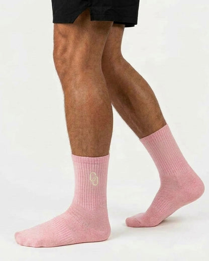 BABY PINK / CREAM PADDED CREW SOCKS