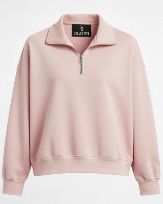 BABY PINK CROPPED QUARTER ZIP