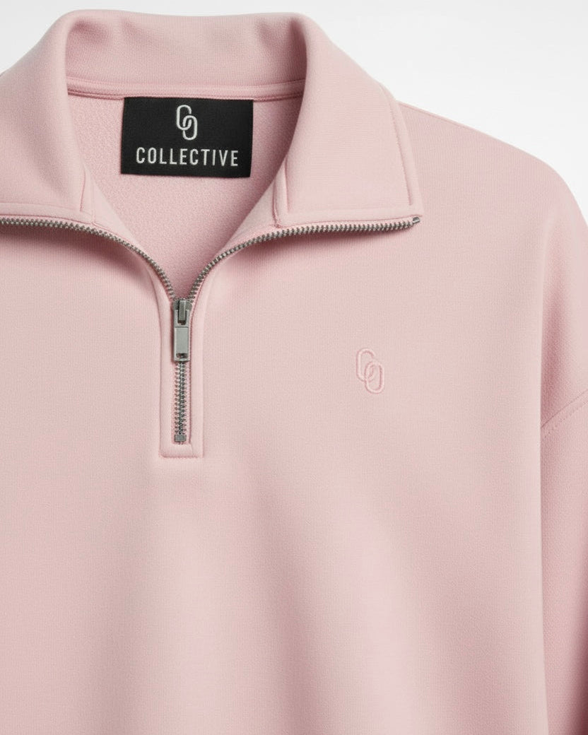 BABY PINK CROPPED QUARTER ZIP