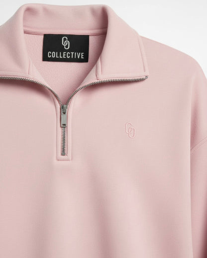 BABY PINK CROPPED QUARTER ZIP