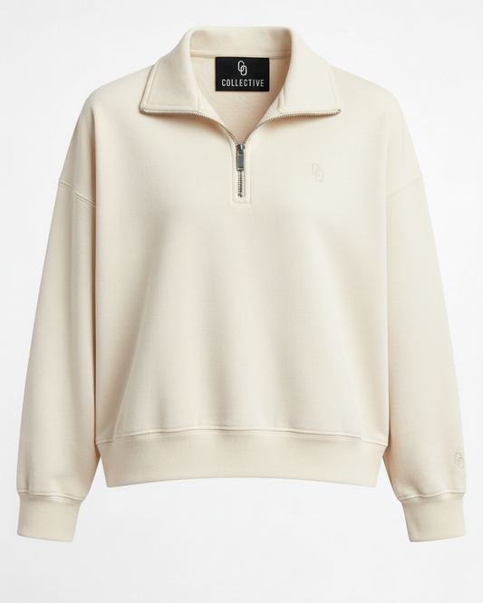 BUTTER CREAM CROPPED QUARTER ZIP