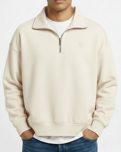 BUTTER CREAM CROPPED QUARTER ZIP