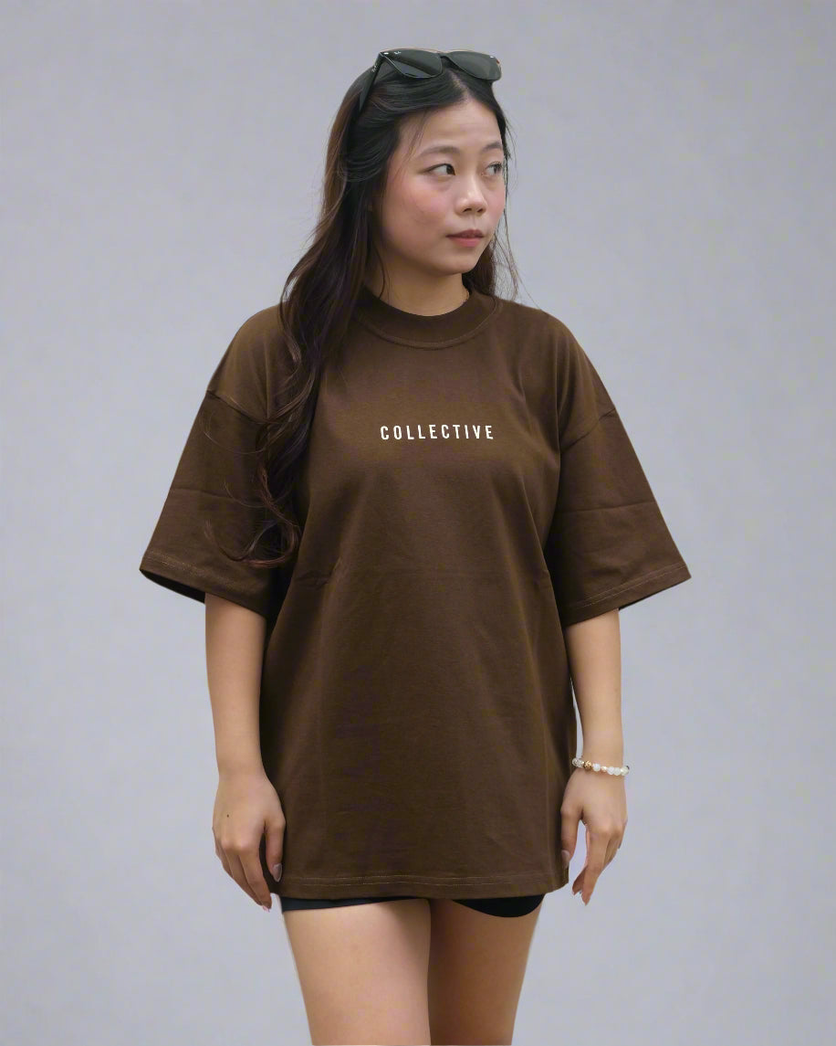 Mocha brown / Cream Oversized Tee