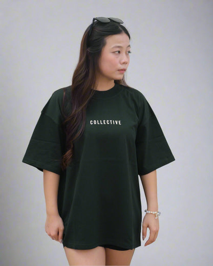 Forest green / Cream Oversized Tee