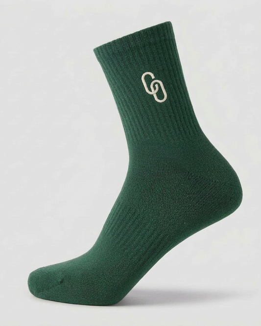 FOREST GREEN / CREAM PADDED CREW SOCKS