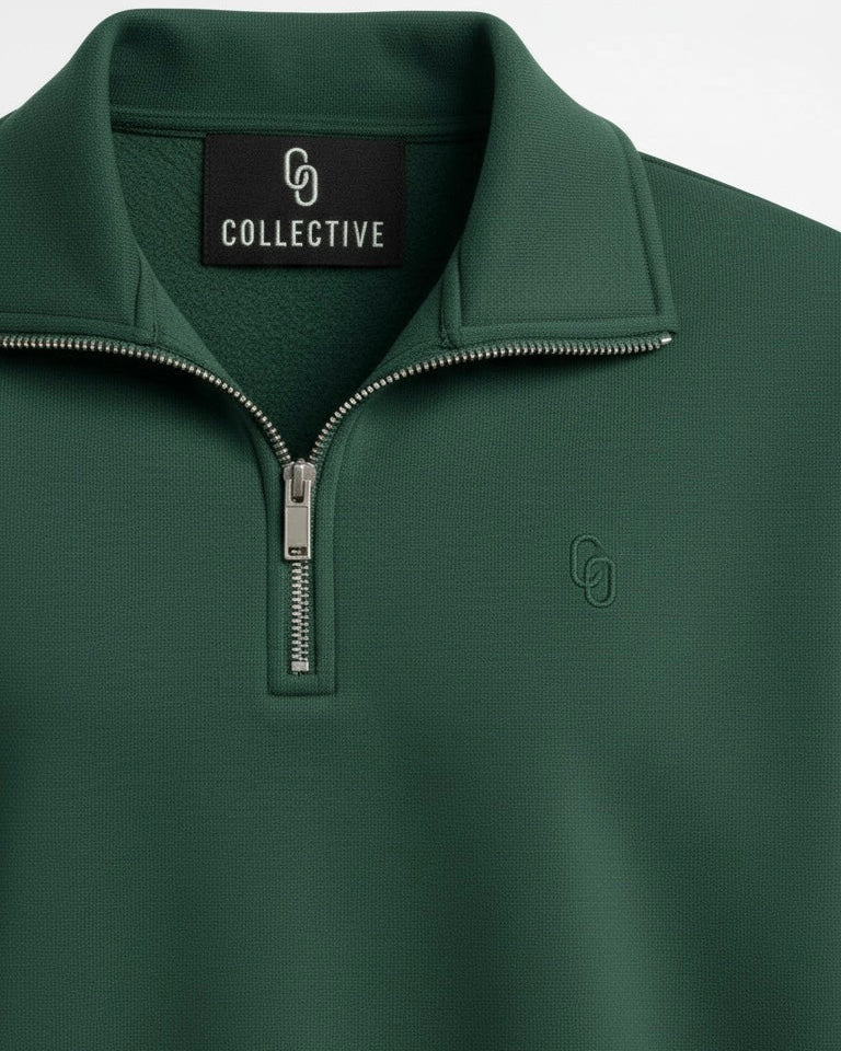 FOREST GREEN CROPPED QUARTER ZIP