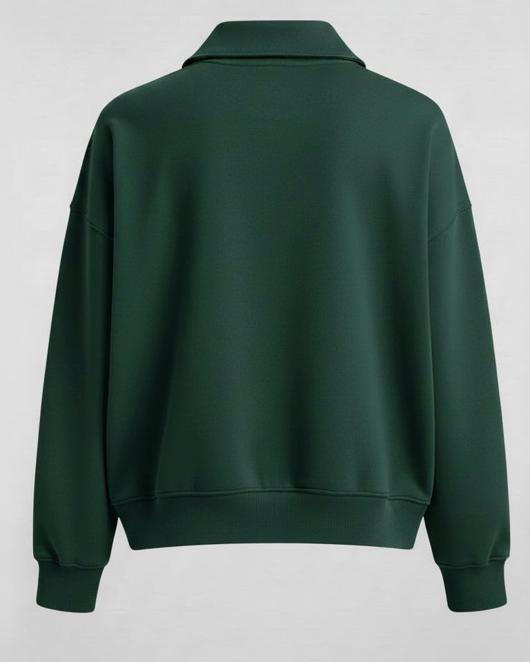 FOREST GREEN CROPPED QUARTER ZIP