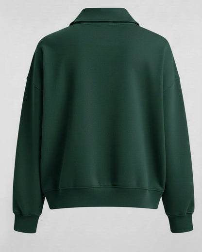 FOREST GREEN CROPPED QUARTER ZIP