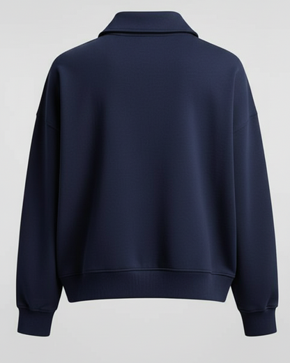 NAVY BLUE CROPPED QUARTER ZIP